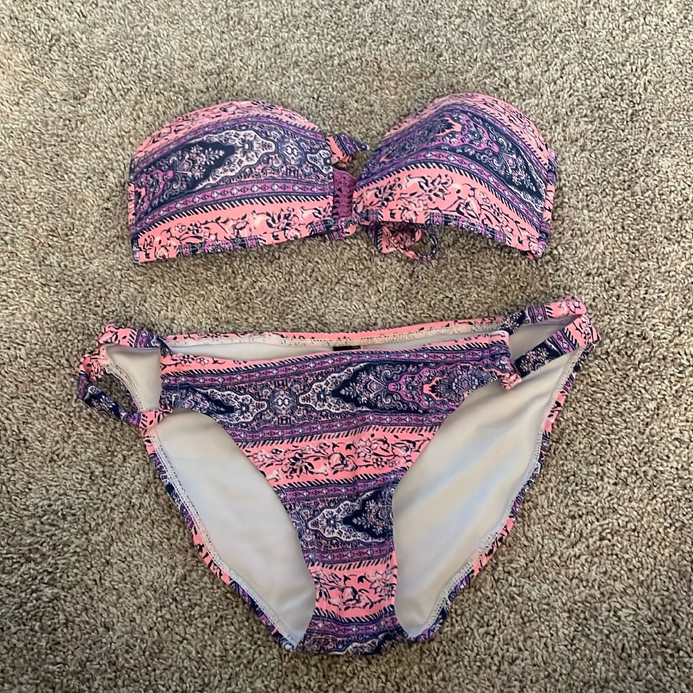 Ninety six Degrees Orange and Purple design bikini set.